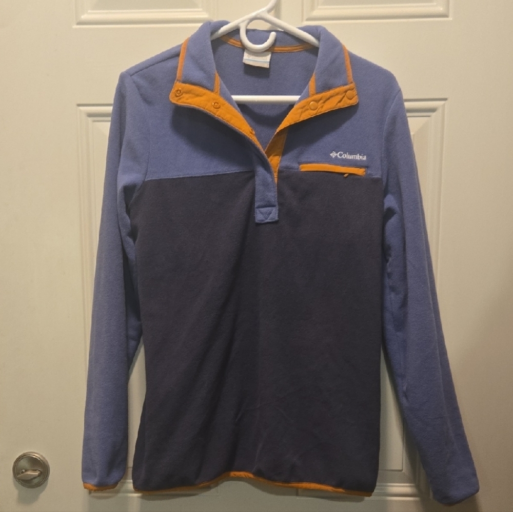 Columbia Womens Medium Blue and Orange Pullover 1/4 Snap
